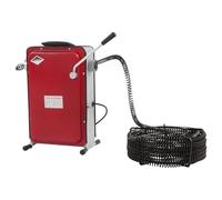 Machine de nettoyage de tuyaux électrique, déboucheur de canalisations électrique, 240 W, spirale de 14,5 m, 400 tr/min, rouge, pour tubes de 20 à 130 mm, avec 6 têtes de coupe, 26 x 17 x 40,5 cm