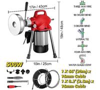 Machine de nettoyage de vidange de tuyau de tarière 250W 400W 500W nettoyeur de vidange électrique 20-125MM déboucheur de Tube toilette égout dragueur ensemble(500W)
