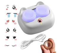 Machine de nettoyage pour lentilles de contact - 3 modes de charge via USB | Nettoyant automatique intelligent pour lentilles de beauté avec autocollants d'expression | Nettoyant intelligent pour