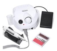 Machine de perçage électrique à ongles professionnelle 35000 RPM avec pédale de pied, Kit de broyeur à ongles de fichier E de bureau, Vitesse réglable inverse vers l'avant,White