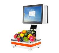 Machine de pesée et de tickets tout-en-un, balance PC à deux écrans de 15,6 pouces Smart Balance de caissier Machine tout-en-un - Échelle de caisse intelligente avec deux écrans, imprimante intégrée