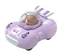 Machine de poussée à main, machine à inertie d'animaux - Jouet de voiture à poussée avec des animaux,Jouet de voyage de pneu en caoutchouc souple pour voiture de poussée avec conducteur d'ours illum