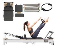 Machine de reformage Pilates, lit de Yoga Pliable Multifonctionnel pour Salle de Sport à Domicile, entraînement de Force avec Cercle Pilates (Gris 217 x 68 x 65 cm)