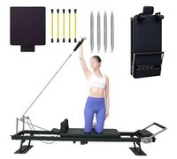 Machine de réformateur de pilates avec 5 cordes élastiques réglables en latex - Lit de yoga pliable multifonction pour la maison et la salle de sport - Équipement d'entraînement de base