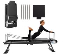 Machine de réformatrice Portable Pliable pour Un Usage Domestique, équipement d'entraînement à Domicile Multi-Fonctionnel avec Bandes de résistance, réformateurs compacts en matière de formatio Black