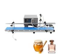 Machine de remplissage automatique de liquide avec convoyeur de 47 pouces, remplisseur de bouteilles à tête unique de 30 CPM, commande numérique programmable de 300 W pour jus, vin, huile et parfum
