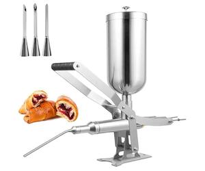 Machine de remplissage de beignets de 5 L, machine de remplissage de confiture de churro avec 4 buses, équipement de remplissage de crème commerciale de quantité de remplissage réglable ± 1 G de