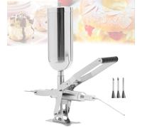 Machine de remplissage de beignets en acier inoxydable, machine de remplissage de churros 5 L, machine de remplissage manuelle de crème pour beignets commerciale, 4 tuyaux de remplissage