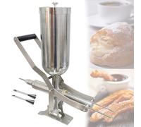 Machine de remplissage de churros 5L, machine manuelle de remplissage de gelée de beignets, kit de fabrication de churros en acier inoxydable, 3 tuyaux de remplissage courts