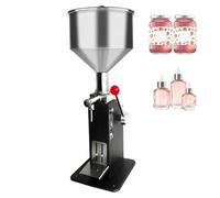 Machine de remplissage de liquide manuelle, machine de remplissage de bouteilles réglable de 5 à 50 ml avec trémie en acier inoxydable, conception anti-goutte pour cosmétiques, miel, sauce cac 5-50ml