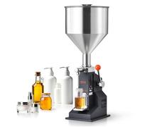 VEVOR Machine de Remplissage de Liquide Pâte Manuelle 5-50 mL Remplisseuse de Bouteilles Réglable Acier Inoxydable avec Trémie pour Lait, Eau, Jus, Huile Essentielle, Shampoing, Miel, Crème Cosmétique