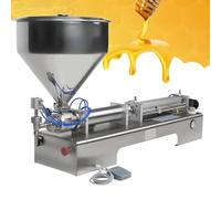 Machine de remplissage pneumatique - Remplisseur horizontal de bouteille de liquide et de pâte en acier inoxydable avec vitesse réglable et pédale pour crème, shampooing, dentifrice, huile