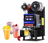 Machine de scellage de tasse électrique entièrement automatique pour thé à bulles, 600 à 800 tasses/h avec panneau LCD de contrôle, parfait pour le thé, le thé au lait et les jus de boissons