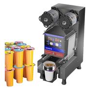 Machine de scellage gobelets idéale cafés, magasins de bubble tea, fast-foods 5s/gobelet 700-800/h Re-scellement secondaire anti-fuite Œil photoélectrique Lame auto-nettoyante 90/95mm Black