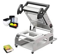 Machine de scellage thermique commerciale pour plateaux alimentaires, scellant en acier inoxydable avec contrôle de la température et support de film pour restaurants, taille du plateau 260 x 170 mm
