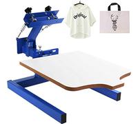 Machine de Sérigraphie 1 Couleurs 1 Station Presse à Sérigraphie Plateau 54 x 45 cm Machine d'Impression à Écran Rotative à 360° pour Impression à Plat T-shirt Vêtements Bois Plastique Papier