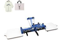 Machine de Sérigraphie 4 Couleurs 2 Station Presse à Sérigraphie Plateau 54 x 45 cm Machine d'Impression à Écran Rotative à 360° pour Impression à Plat T-shirt Vêtements Bois Plastique Papier