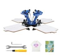 VEVOR Machine de Sérigraphie 4 Couleurs 4 Stations Presse à Sérigraphie Plateau 54 x 45 cm Machine d'Impression à Écran Rotative à 360° pour Impression à Plat T-shirt Vêtements Bois Plastique Papier
