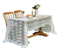 Machine de table blanche avec broderie 3D - Lieux de mariage et stands pour salle à manger en dentelle élégante nappe en lin lavable (options de taille disponibles) (40 x 140 cm + boule)