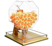 Machine de tirage de loterie, Machine de tirage de loterie à manivelle avec 100 Boules, Grande Cage de Boules de Bingo en Acrylique, sélecteur de numéros de Boules, for fêtes, familles,Adultes(Gold)