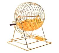 Machine de tirage de loterie, roue de cage de bingo en métal, jeu de bingo pouvant contenir 200 boules, grande capacité et utilisation facile, for les lieux de divertissement(Gold,Without the ball)
