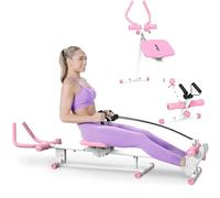 Machine d'entraînement des abdominaux 4 en 1 - Entraîneur multifonction réglable avec chaise romaine, aviron, presse pour jambes et planeur d'abdominaux - Équipement d'entraînement de force pour la