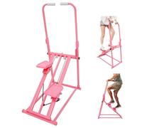 Machine d'escalade, escalier, pour exercices de fitness à la maison, vélo elliptique portable, stepper d'escalier pliable avec main courante réglable en hauteur, charge jusqu'à 100 kg (rose)