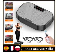 Machine d'exercice à plaque vibrante BT, 120 vitesses, masseur de drainage lymphatique, appareil de remodelage corporel avec télécommande et bande de résistance pour la maison et le travail GRIS