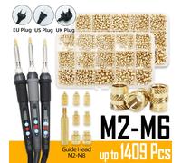 Machine d'implant d'écrou moleté en laiton, outil d'insertion de chaleur d'implant à Conduction thermique d'écrou en cuivre, imprimante 3D en plastique EU All one 339pcs