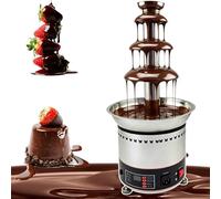 Machine électrique à fontaine à fondue au chocolat for les fêtes, en acier inoxydable, for tremper les fraises, les quartiers de pommes, les légumes et plus encore(4tiers)
