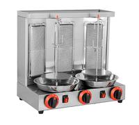 Machine électrique à shawarma, doner kebab, rôtissoire verticale pour viande gyros, pour cuisine domestique et professionnelle, avec réglage de la température et rotation à 360°, Silver-ThreeHeads