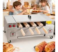 Machine électrique de four à cornet de crème glacée, four à gâteau de cheminée commercial avec rouleau de 4 pièces, fabricant de four à pain de gâteau de cheminée, température réglable