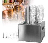 Machine électrique de Polissage de Verre Liquide, Lave-Verre Commercial, matériau en Acier Inoxydable 304, avec 5 brosses de Nettoyage, Plusieurs Types de gobelets applicables, pour hôtels, traiteurs