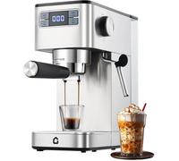 Machine expresso semi-automatique 15 bars Acier inoxydable, Écran digital, Buse mousseur de lait, Réservoir amovible 1,25L, 1350W