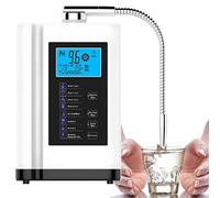 Machine ionisatrice d'eau pour la maison, pH 3,5-10,5, machine à eau alcaline, ORP jusqu'à -500 mV, avec 7 réglages d'eau, 8 000 litres par filtre, nettoyage automatique, voix intelligente White