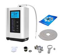Machine ioniseur d'eau alcaline Valeur pH 3,5-10,5 jusqu'à ±550mv 7 réglages de qualité de l'eau 8000 litres par filtre Teneur en hydrogène jusqu'à 1300ppb Nettoyage automatique, argent (White )