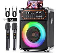 Machine Karaoke Portable S68 avec 2 Micros sans Fil et Lumières LED - Système PA Complet