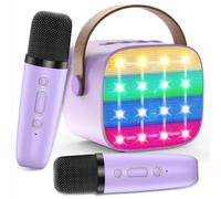 Machine Karaoké pour Enfants avec 2 Micros Sans Fil - Haut-parleur Portable Bluetooth, Changement de Voix, Lumières LED, Jouet Musical pour Filles et Garçons, Cadeau Parfait pour Anniversaires et Noël