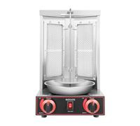 Machine Kebab,3000W Kebap Grill Gyrosgrill Barbecue de Table Barbecue à Gaz Acier Inoxydable-Rotation à 360°C,Pour Poulet,Dinde,Tacos,Kebap,Acier Inoxydable,Noir