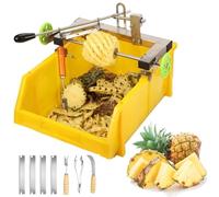 Machine manuelle d'épluchage d'ananas, support réglable et espacement 30-36 cm, éplucheur-coupeur d'ananas avec 4 lames et 3 outils complets d'épluchage, adapté aux supermarchés, étals, restaurants