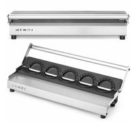 HENDI Machine à raviolis, manuelle, moule pour faire 5 raviolis à la fois, revêtement antiadhésif, pression uniforme, presse à raviolis, presse à pâte et moule à dumplings, 470x140x(H)95mm, inox