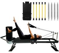 Machine Pilates Reformer, équipement Pilates Reformer, équipement Pilates Portable, Pliable et réglable, Ensemble de lit pour entraînements à Domicile et Salle de Sport (lit Double Usage + trempl