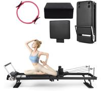 Machine Pilates Reformer Pliable, Ensemble d'équipement de Pilates réglable 2 en 1 avec boîte Pliante, Planche de Saut et Anneau, équipement Pilates Professionnel Compact pour Le Fitness à domici