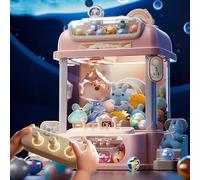 Machine Pince Bonbon avec Télécommande , Machine Fete Foraine avec 8 Planètes,2 Poupées Panda,25 Poupées,20 Gashapons pour Les Cadeaux De Noël ,Pink