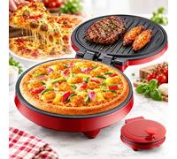 Machine Pizza Comptoir, Ouverture 180°, Plaque Antiadhésive, Double Chauffe | Four à pizza électrique 1000 W, facile à nettoyer, pour 2-3 personnes, idéal pour pizza, steak et pain arabe