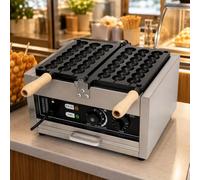 Machine Professionnelle À Gaufres Sur Bâtonnet Forme Boules, Appareil Électrique 1400W, Moule Antiadhésif En Acier Inoxydable À 3 Emplacements, Rotation À 180°, Minuterie Réglable (0-5Min)