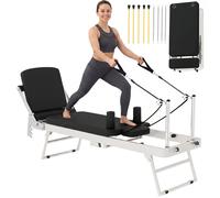 Machine reformer pilates - appareil de pilates - SPORTNOW - pliable système hybride 4 ressorts - acier - 195x56x88cm - blanc