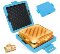 Machine Sandwich Micro-Ondes, Appareil Croque Monsieur Antiadhésive Technologie Heatwave, Grille Pain Fromage Cuisine Silicone Lave-Vaisselle pour Sandwichs, Maison, Voyages, Bureau, Dortoir (Bleu)