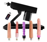 Machine Sexuelle à Poussée Automatique - Machine à Pénétration avec Télécommande Sans Fil et 5 Godemichés Réalistes - Compatible Connecteur 3XLR - Pour Hommes et Femmes