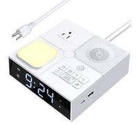 Machine sonore à bruit blanc avec double réveil, veilleuse douce, 41 sons sans boucle, port USB, 3 minuteries, fonction de mémoire, 31 volume réglable, machine sonore de sommeil pour chambre d'adulte